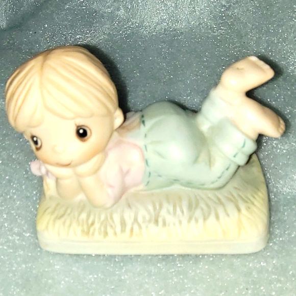 Vintage Country Cousins Denim Kids Katie in Overalls Figurine - Picture 1 of 4